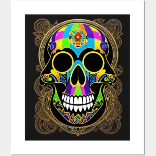 Skull colorful mandala art number 43 Posters and Art